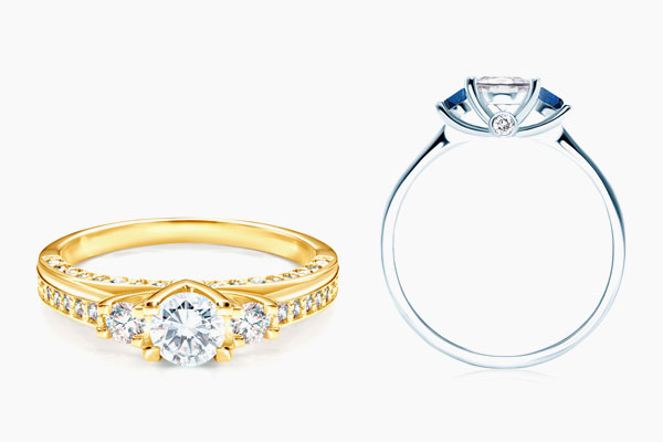 zásnubní prsteny se třemi kameny