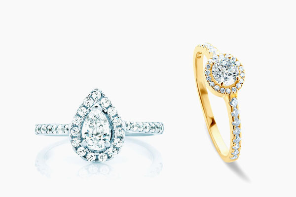 zásnubní prsten v halo stylu