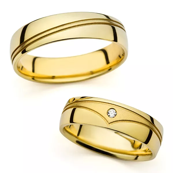 snubní prsteny ze žlutého zlata s diamantem