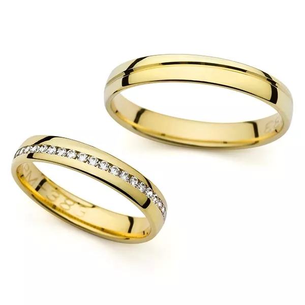 snubní prsteny ze žlutého zlata s diamanty